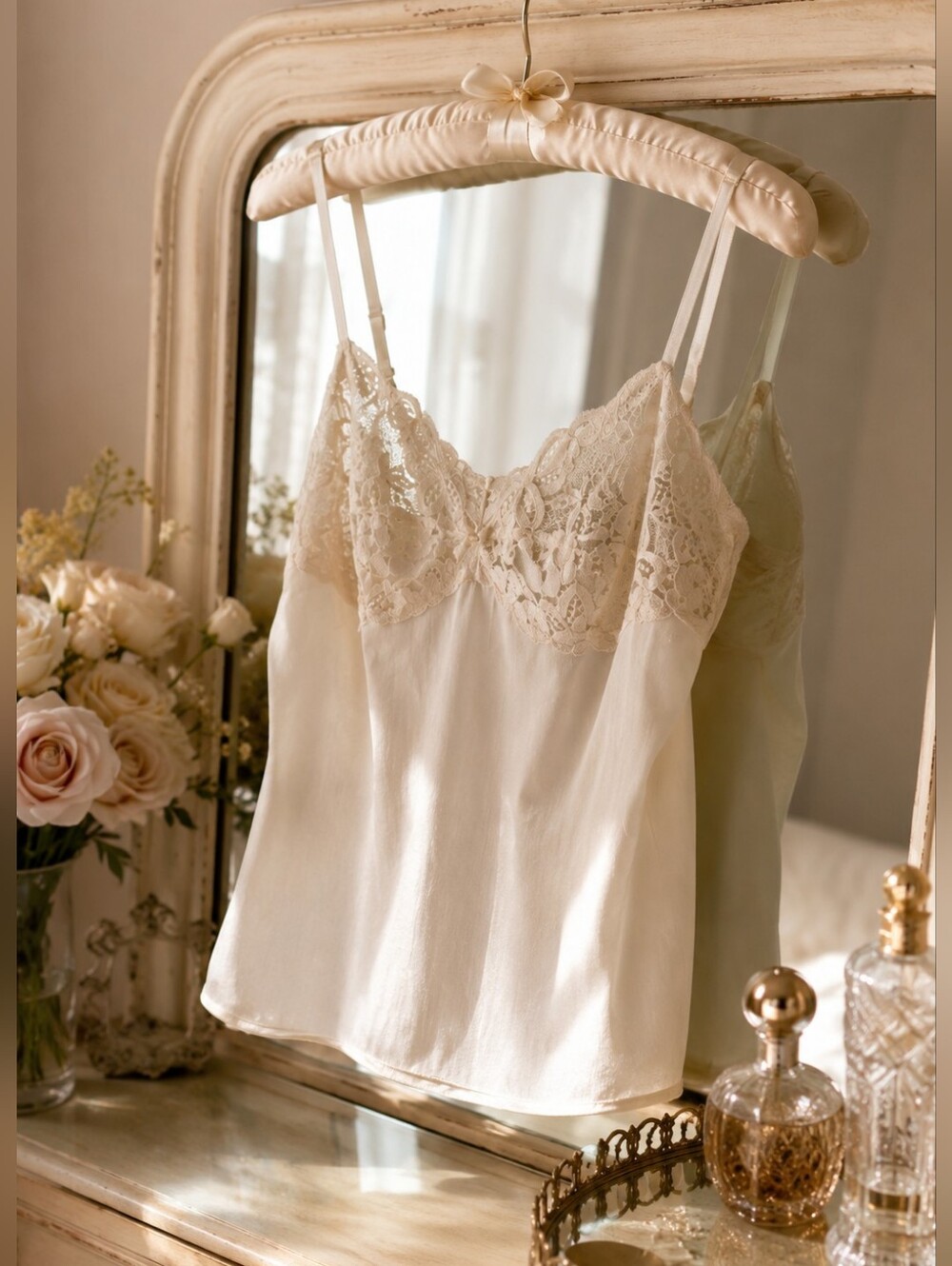 Vintage Ivory Lace Camisole Romantic Coquette Cottagecore Lingerie Top